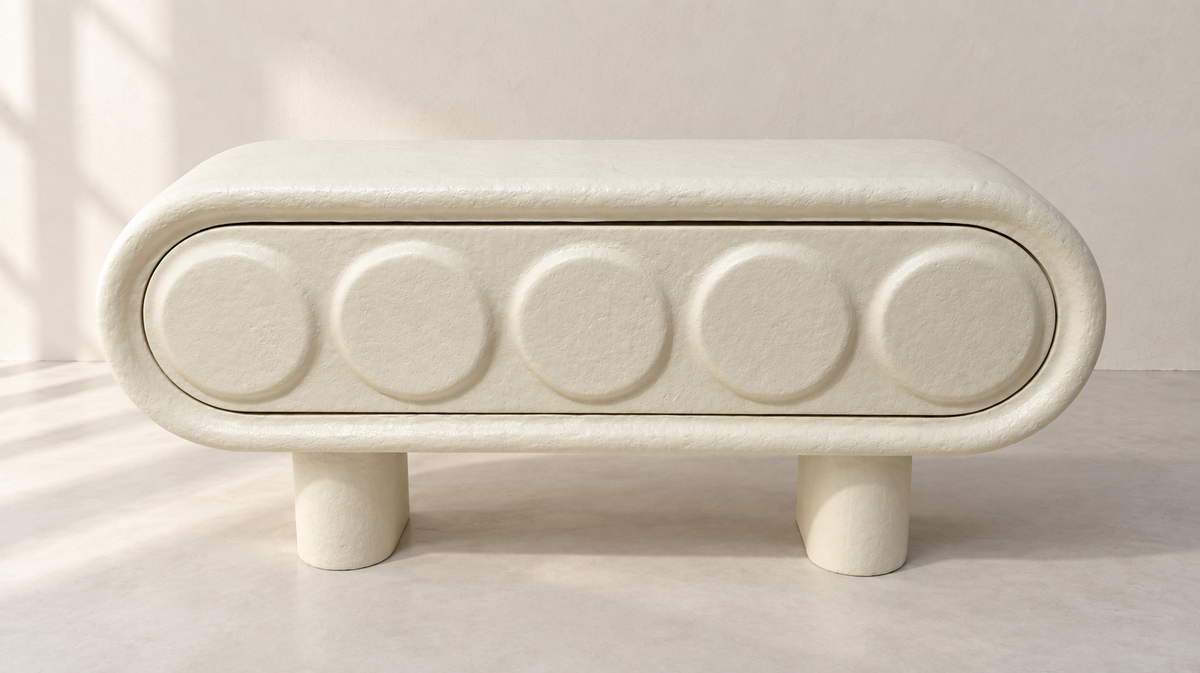 Pill Storage Bench — side angle