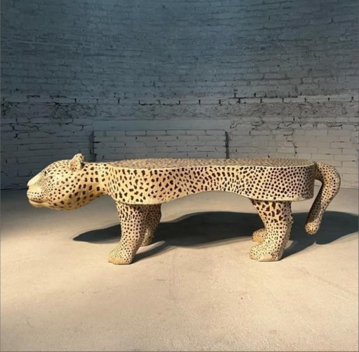 Sculptural Leopard Bench