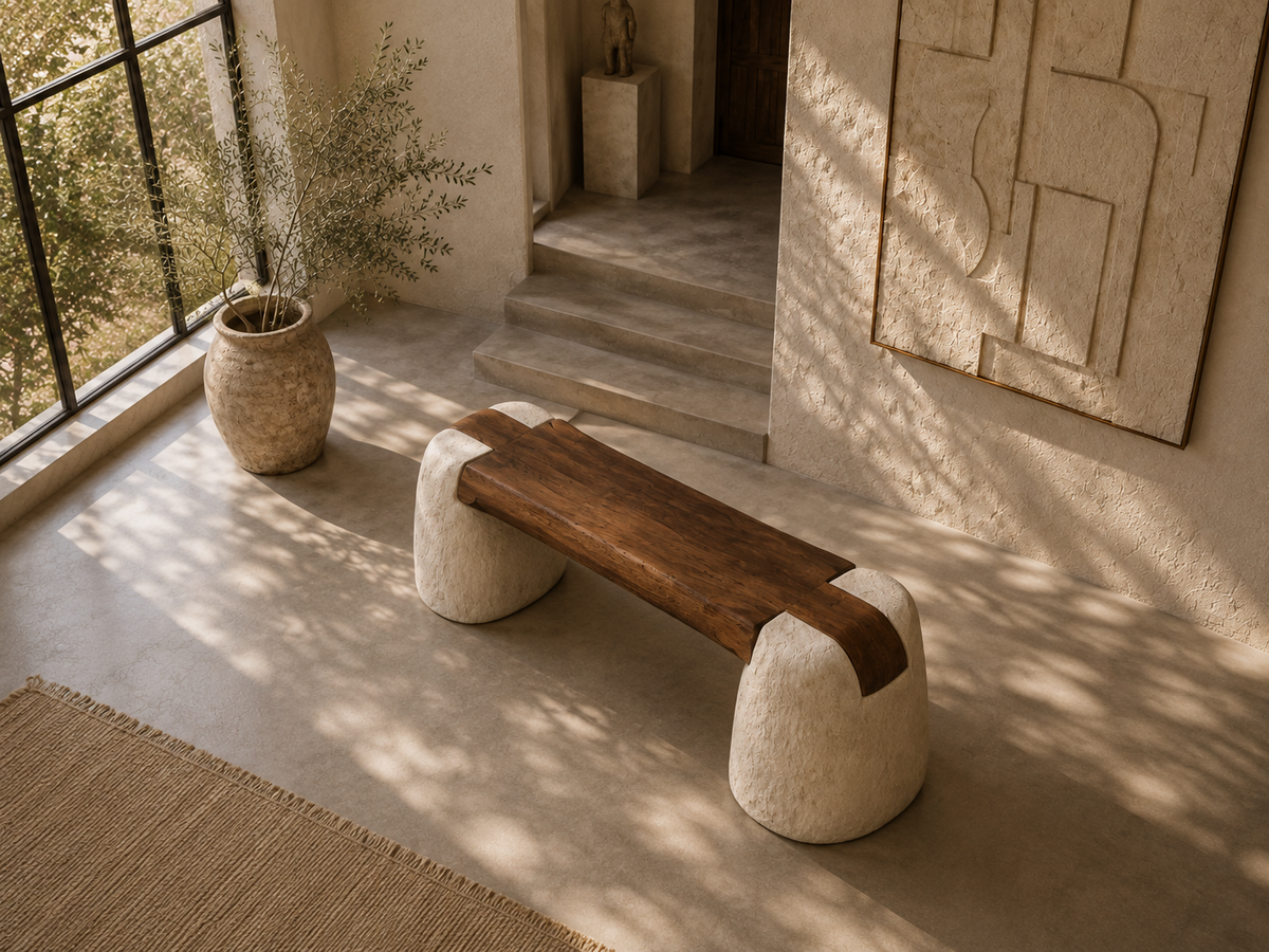 Sculpted Console Bench