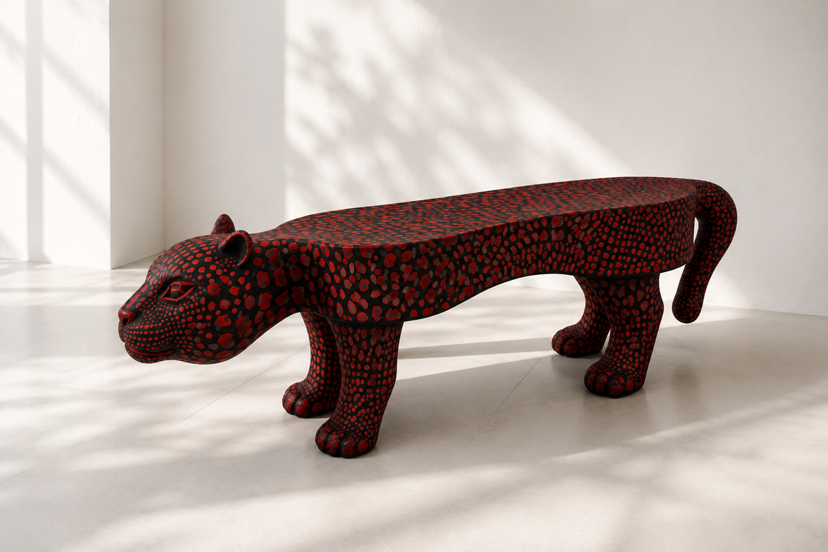 Leopard Bench Red & Black