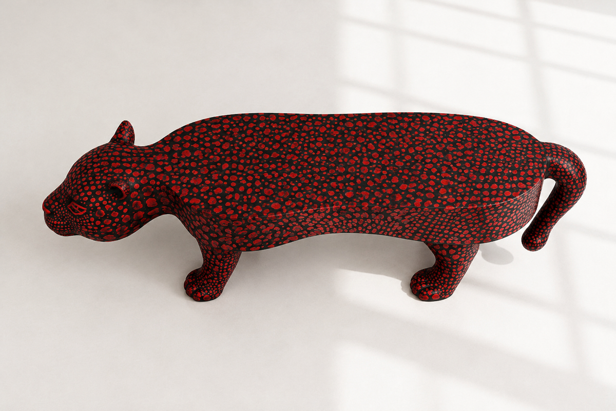 Leopard Bench Red & Black